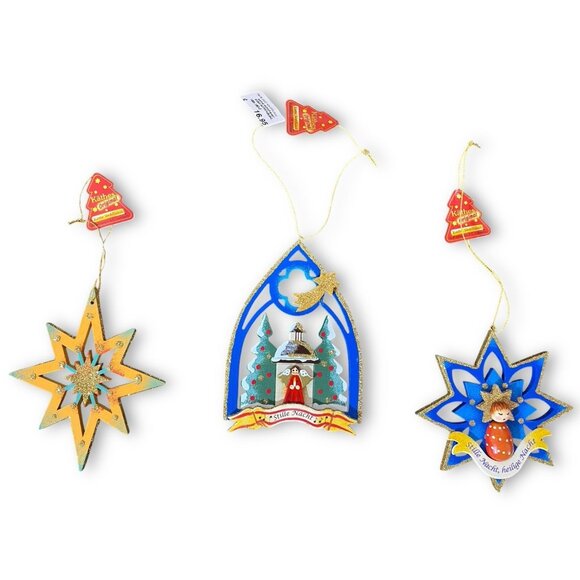 Nwt Vintage Käthe Wohlfahrt Wooden Christmas Ornament Set Angel Tree Star German - Picture 1 of 5